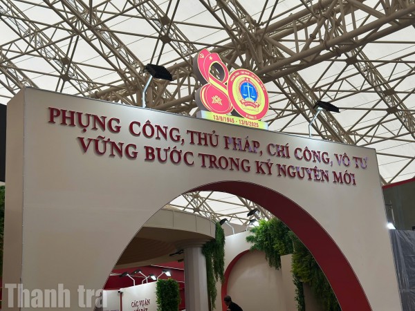 Không gian trưng bày thành tựu ngành Tòa án tại Trung tâm Triển lãm Quốc gia