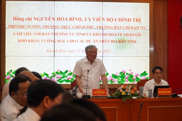 Ban Chỉ đạo 751 làm việc với Ban Thường vụ Tỉnh ủy Khánh Hòa về tháo gỡ vướng mắc các dự án