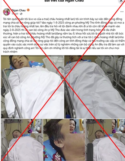 Thông tin Công an phường Mỹ Tho đánh người là sai sự thật