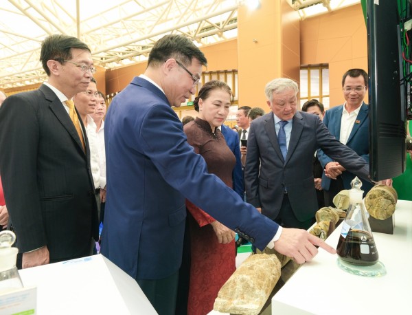 Lãnh đạo Đảng và Nhà nước tham quan gian trưng bày của Petrovietnam tại Triển lãm 80 năm thành tựu đất nước