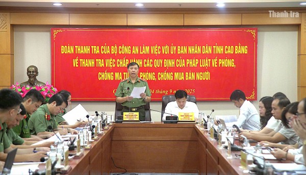 Thanh tra Bộ Công an công bố quyết định thanh tra tại Cao Bằng