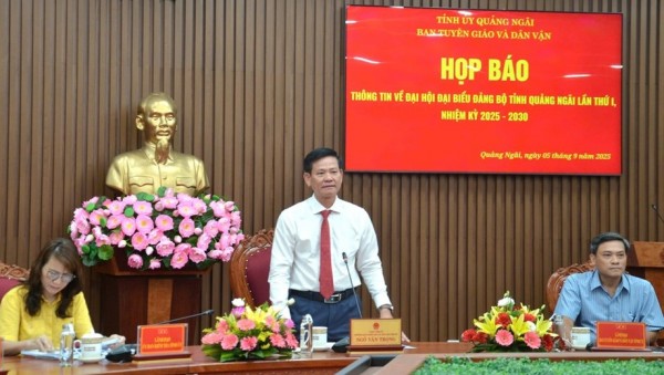 Đại hội đại biểu Đảng bộ tỉnh Quảng Ngãi lần thứ I, sẽ diễn ra từ ngày 10 - 12/9