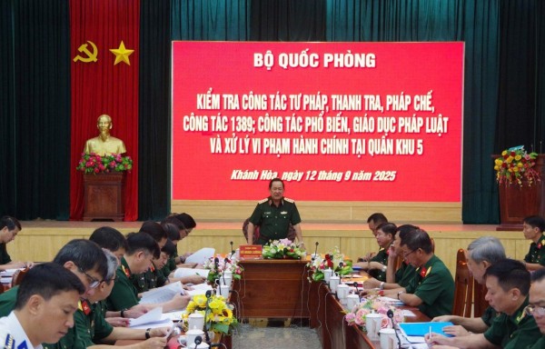 Quân khu 5 nâng cao hiệu quả công tác tư pháp, thanh tra, pháp chế, xây dựng đơn vị vững mạnh