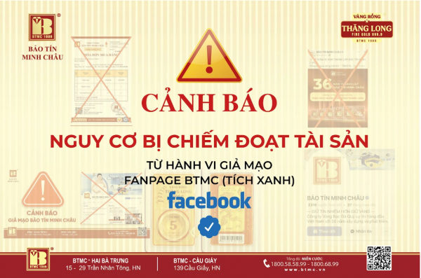 Cảnh báo tình trạng giả mạo FB Bảo Tín Minh Châu tích xanh lừa đảo khách hàng mua vàng để chiếm đoạt tài sản