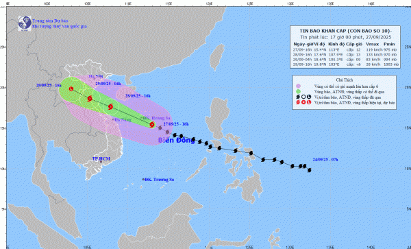 Bão số 10 mạnh lên khi gần bờ, đổ bổ đất liền từ Nghệ An đến Quảng Trị vào đêm 28/9