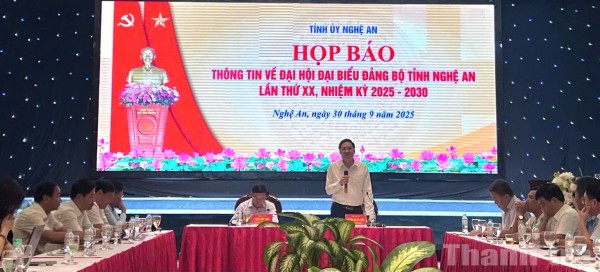 Nghệ An: Họp báo chuẩn bị tổ chức Đại hội Đảng bộ tỉnh lần thứ XX