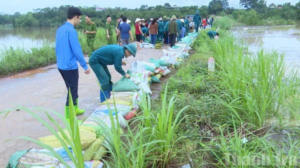 Thanh Hóa: Xử lý chống tràn đê bao Hon Sậu ở xã Thọ Lập