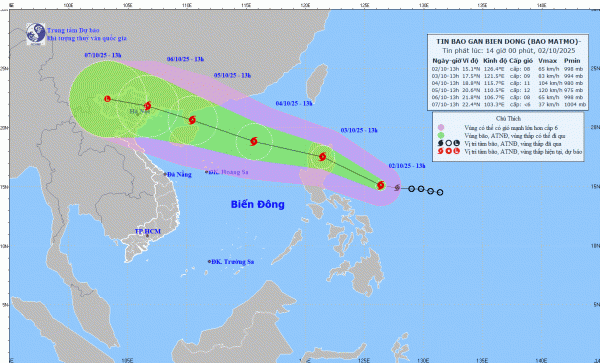 Áp thấp nhiệt đới đã mạnh lên thành cơn bão số 11, từ chiều tối mai (3/10) sẽ đi vào Biển Đông