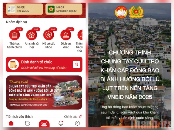 Chung tay cứu trợ đồng bào vùng bão lũ trên nền tảng VNeID