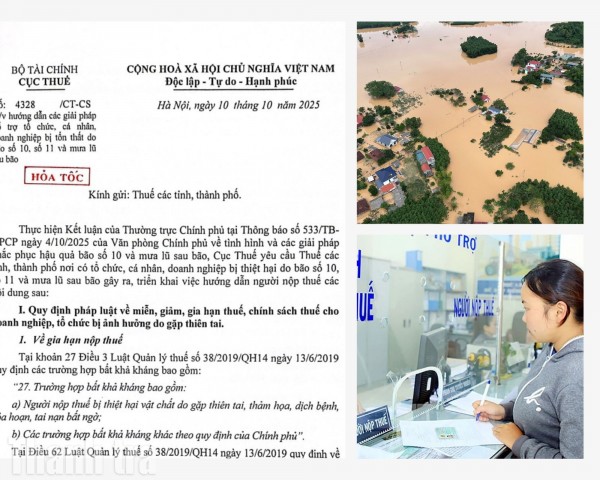 Giải pháp hỗ trợ người nộp thuế bị tổn thất do bão số 10, số 11 và mưa lũ sau bão