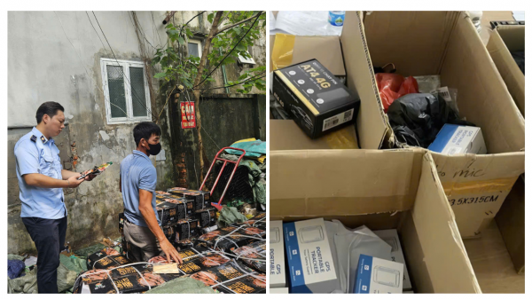 Hà Nội: Đội Quản lý thị trường số 14 phát hiện hơn 300 thiết bị định vị và gần 1,7 tấn lạp xưởng nhập lậu
