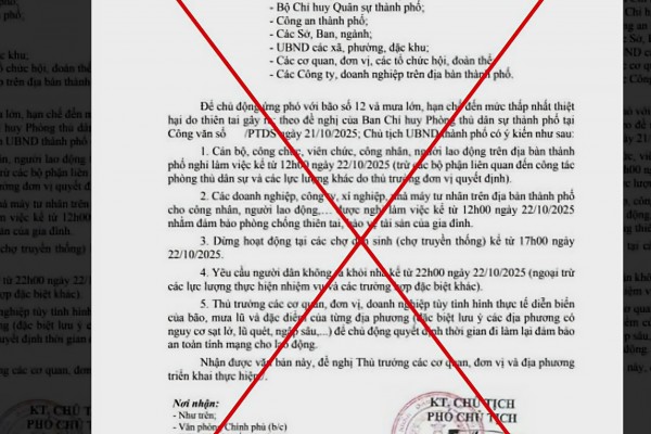 Công an Đà Nẵng bác văn bản giả mạo chỉ đạo nghỉ làm, dừng chợ để chống bão số 12