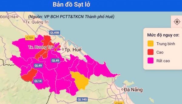 TP Huế: 29 địa bàn có nguy cơ cao về lũ quét, trượt lở đất và sạt lở bờ sông, bờ biển