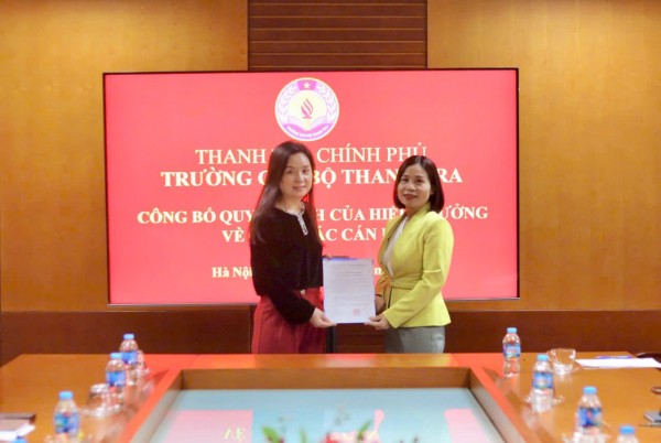 Trường Cán bộ Thanh tra công bố quyết định về công tác cán bộ cấp phòng