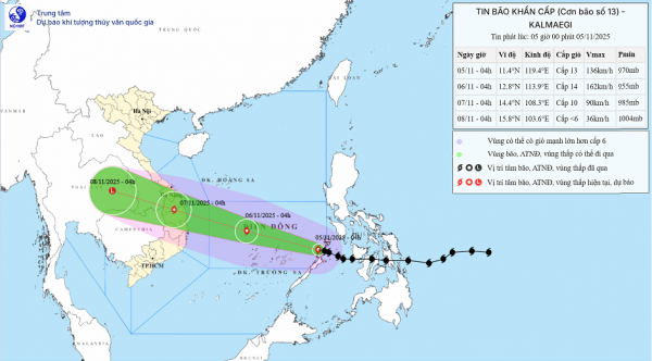 Bão Kalmaegi ảnh hưởng rộng khắp miền Trung