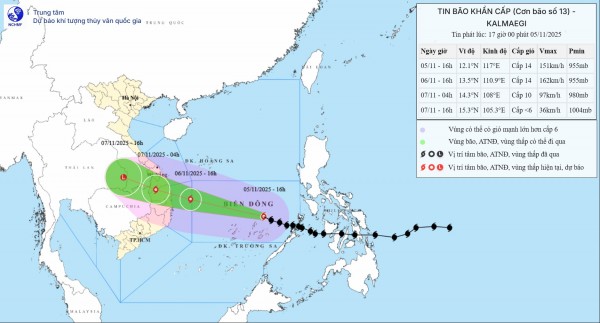 Bão Kalmaegi có thể đổ bộ cấp 12, được xem là cơn bão nguy hiểm nhất từ đầu năm