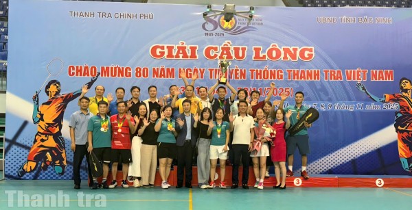 Thanh tra tỉnh Thái Nguyên đoạt giải Nhất toàn đoàn môn Cầu lông