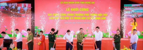 Đồng loạt khởi công các trường nội trú liên cấp ở Nghệ An: Biểu tượng của niềm tin và khát vọng vùng biên